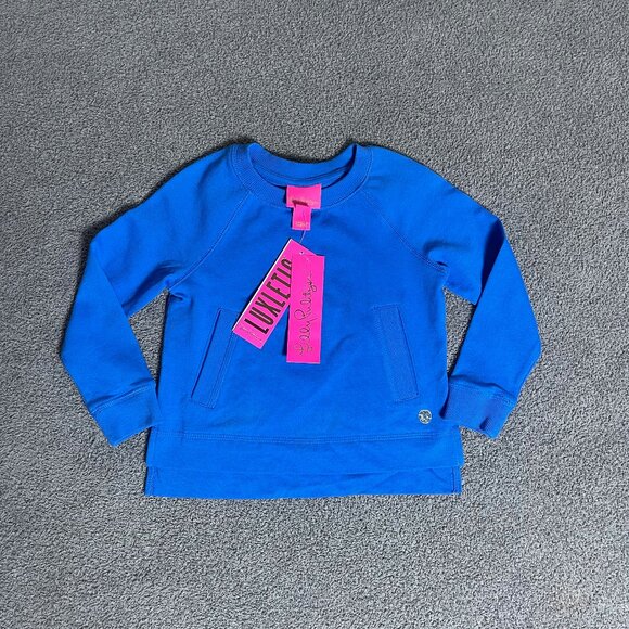 Lilly Pulitzer Luxletic Mini Beach Comber Blue Sweatshirt Girls XS 2-3 - Picture 1 of 6